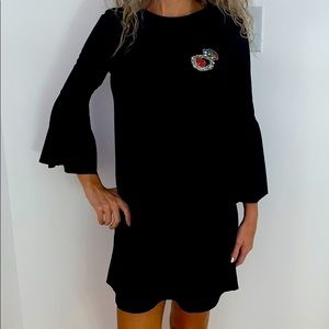 MINI WIDE-SLEEVE EVENING DRESS